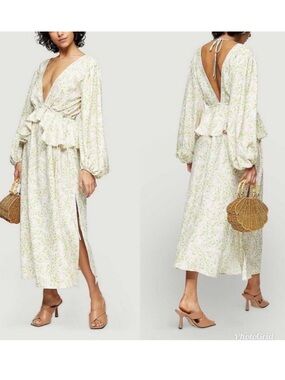 Topshop Floral Ruffle Midi Dress Long Sleeve Cottagecore Women Size 2X